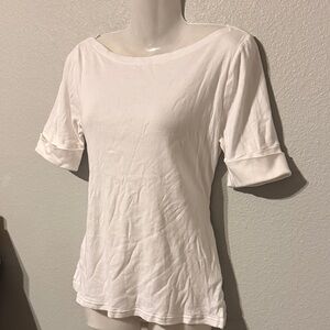 Lauren Ralph Lauren White Boatneck Short Sleeve Knit Top